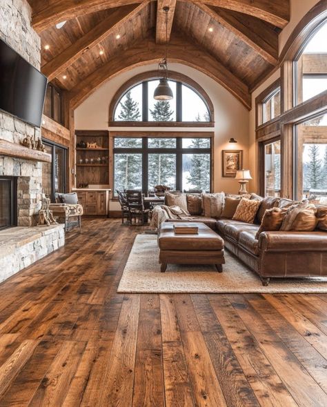 Log Houses, Log Home Interiors, Rustic Living Room Furniture, Modern Mountain Home, Dream Life House, Dream House Rooms, Log Cabins, Dream House Interior, Farmhouse Plans