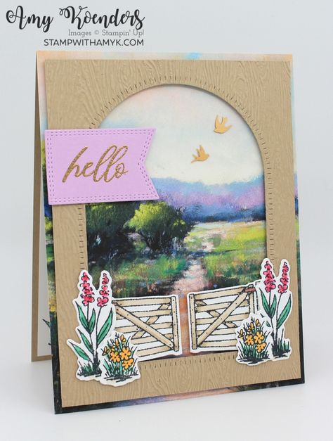 Stampin’ Up! Garden Meadow Hello Card With Video Tutorial – Stamp With Amy K Garden Meadow, Nature Card, Garden Whimsy, Hello Cards, Some Cards, Paper Projects, Stamping Up, Cool Cards, Flower Cards