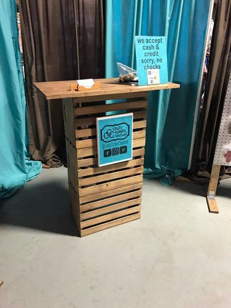 Check out stand Vendor Check Out Station, Check Out Stand For Craft Show, Craft Checkout Stand, Craft Booth Checkout Stand, Diy Craft Show Check Out Stand, Check Out Counter Craft Show, Check Out Stand Craft Show Diy, Small Checkout Stand, Craft Fair Check Out Stand