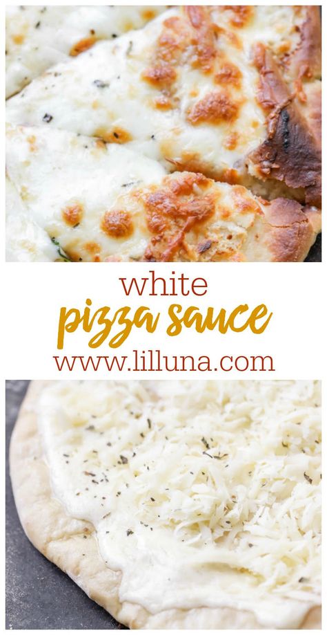 Pizza Blanca, White Pizza Sauce, Pizza Lasagna, White Sauce Recipes, Pizza Bianca, Pizza Sauce Recipe, Meal Prep Plans, White Pizza, Alfredo Sauce Recipe