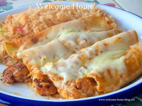 Welcome Home Blog: Incredible Shrimp Enchiladas Enchiladas Dip, Mayo Shrimp, Shrimp Enchiladas Recipes, Seafood Enchiladas Recipe, Seafood Enchiladas, Shrimp Enchiladas, Keto Seafood, Mexican Cooking, Cooking Spray