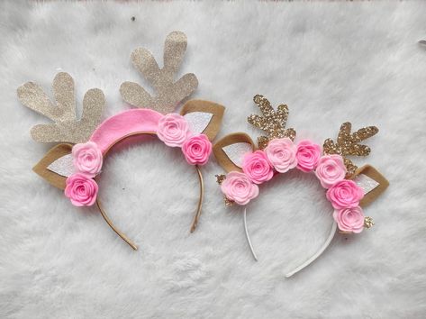 Diy Deer Headband, Reindeer Ears Headband, Cute Christmas Headbands, Diy Reindeer Antlers Headband, Christmas Antlers Headband, Ear Clips, Animal Ears, Reno, Quick Saves