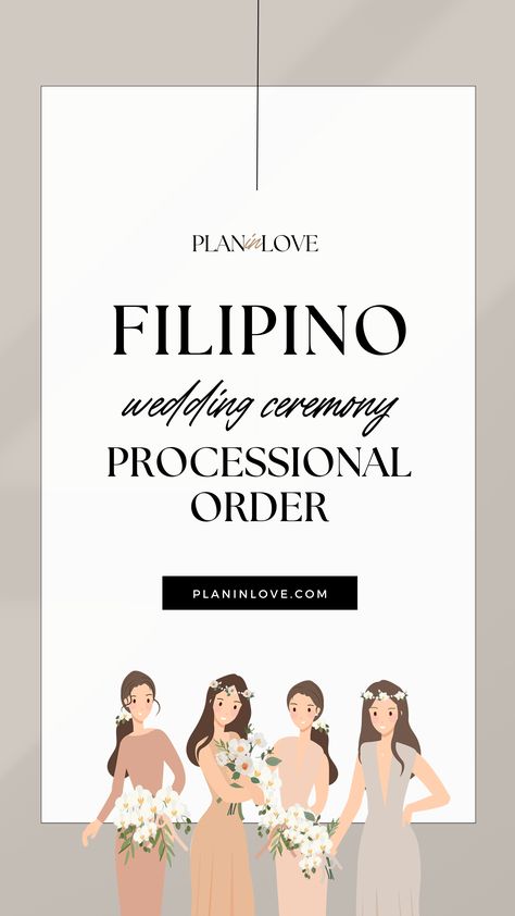 Planning a Filipino wedding ceremony? Here's a guide to the traditional processional order! :man_in_tuxedo::ring::bride_with_veil::flag_ph: Filipino Wedding Processional Order, Wedding Ceremony Processional, Wedding Processional Order, Filipino Wedding Traditions, Processional Order, Wedding Planning Templates, Order Of Wedding Ceremony, Wedding Checklist Detailed, Wedding Processional