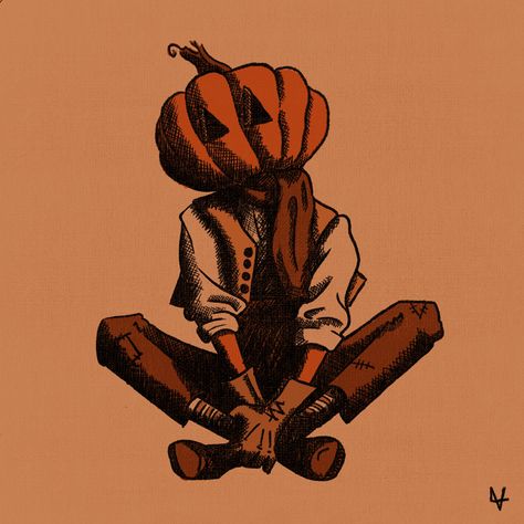 Pumpkin Head Character Art, Pumpkin Guy Drawing, Jack Pumpkin Head, Pumpkin Man Art, Jackolantern Character Design, Pumpkin Person Art, Pumpkin Head Illustration, Holding A Pumpkin Reference, Pumpkin Head Design