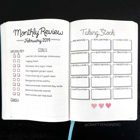 Online Bullet Journal, Bullet Journal Review, How To Bullet Journal, Homemade Valentines Day Cards, Bullet Journal Month, Monthly Review, Bullet Journal Design Ideas, Bujo Inspiration, Bullet Journal Spread