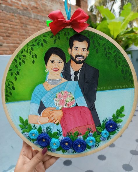 Marriage Frame, Blouse Painting, Handmade Hamper, Couple Caricature, Wedding Embroidery Hoop, Baby Sketch, Wedding Badges, Frame Embroidery, Punjabi Culture