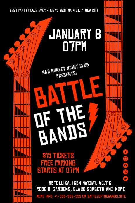 Battle of The Bands Poster Battle Of The Band Poster, Battle Of The Bands Aesthetic, Rap Battle Poster, Rock Festival Poster, Bands Aesthetic, Pubmat Ideas, Band Banners, Battle Of The Bands, Slim Jim