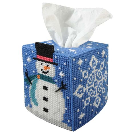 Tissue Box Design, Plastic Canvas Box Patterns, Plastic Canvas Ornaments, Welcome Winter, Kleenex Box, Fun Ornaments, Snow Much Fun, Plastic Canvas Tissue Boxes, Plastic Canvas Christmas