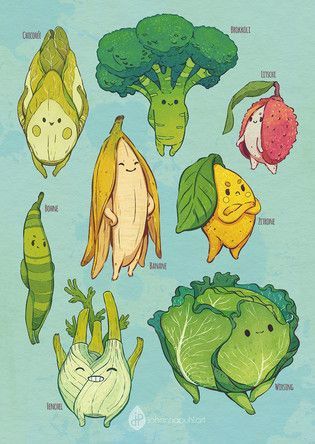 Veggie Art, 캐릭터 드로잉, Art Portfolio, Cute Characters, Cute Doodles, Creature Art, Book Illustration, Fantasy Creatures, Drawing Inspiration