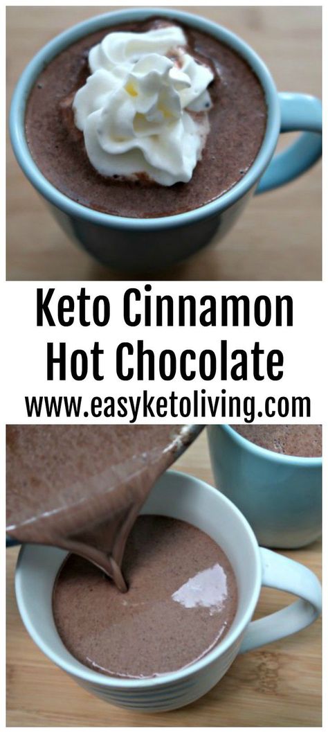 Cinnamon Hot Chocolate Recipe - Easy Low Carb Keto Homemade Cinnamon Hot Chocolate Recipe with heavy cream, almond milk and stevia. Recipe With Heavy Cream, Cinnamon Hot Chocolate, Keto Cinnamon, Chocolate Recipes Easy, Desserts Keto, Low Carb Drinks, Hot Chocolate Recipe, Keto Friendly Desserts, Low Carb Diets