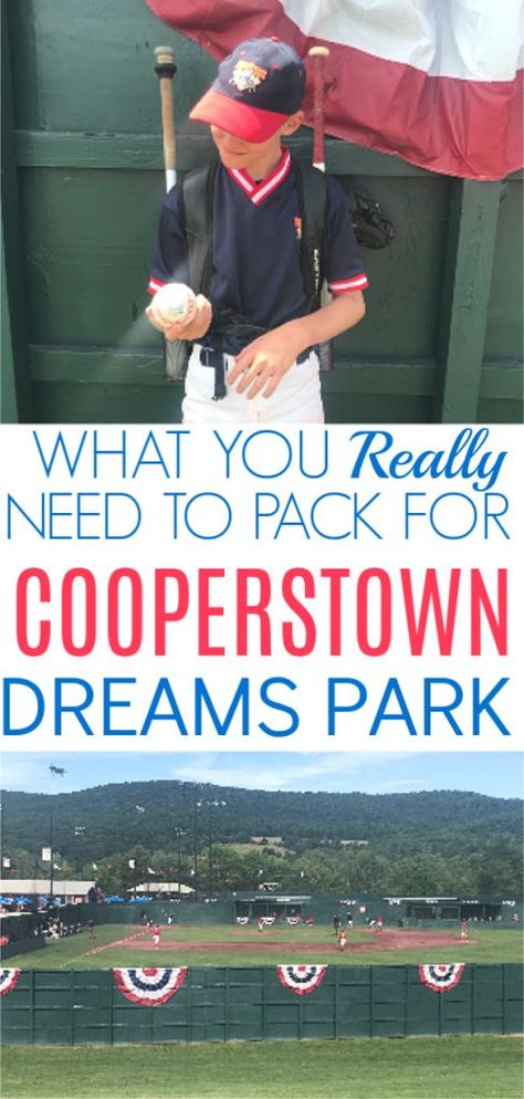 Cooperstown Packing List, Cooperstown All Star Village, Cooperstown Dreams Park, Cooperstown New York, Pack For A Trip, Baseball Tournament, Travel Baseball, Baseball Fashion, Baseball Birthday Party