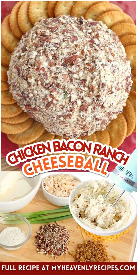 Chicken Cheeseball, Cheese Ball With Bacon, Chicken Cheese Ball, Ranch Cheeseball, Bacon Ranch Cheeseball, Bacon Ranch Cheese Ball Recipe, Bacon Cheeseball, Cheeseball Recipe, Cheese Ball Recipes Easy