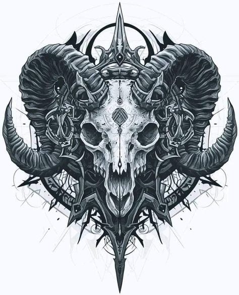 Viking Skull Art, Satanic Tattoo Design, Satanic Tattoos, Ram Tattoo, Goat Skull, Greek Mythology Tattoos, Sharpie Tattoos, Aries Tattoo, Nordic Tattoo