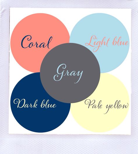 best paint color with blue and coral - Google Search Bathroom Color Schemes Gray, Yellow Girls Room, Coral Color Schemes, Blue Color Pallet, Coral Bathroom, Coral Bedroom, College Bedroom Apartment, Primitive Bathrooms, College Colors