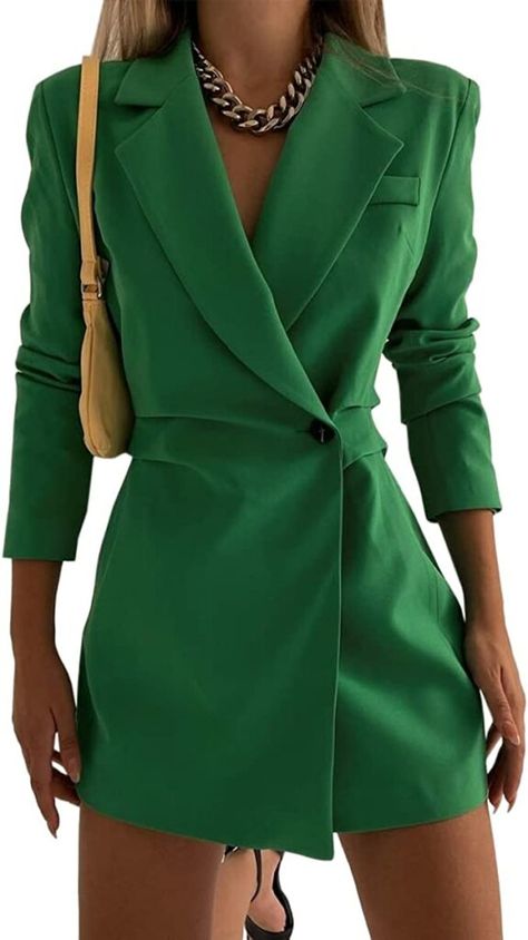 Dress With Blazer, Blazer Dress Outfits, Casual Attire For Women, Elegant Blazers, Christmas Outfits Women, Blazer Outfit, Long Blazer, Business Outfit, Long Sleeve Blazers