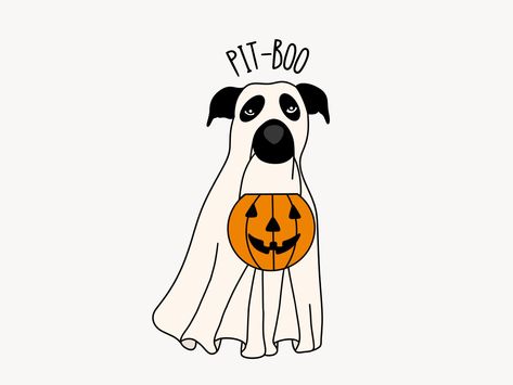 Pitbull Halloween, Cute Painted Pumpkin Ideas, Dog Ghost, Halloween Shirt Design, Ghost Drawing, Retro Ghost, Ghost Tattoo, Ghost Png, Ghost Dog