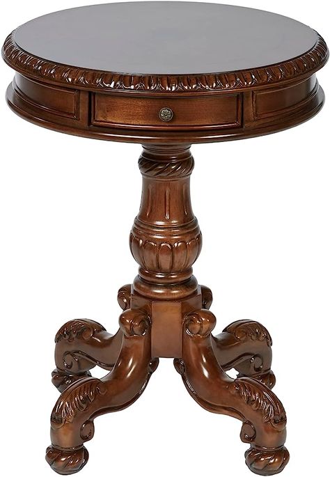 Touch of Class Cortona Pedestal Table Autumn Cherry - Victorian Style Furniture - Round Top with Curved Legs - Antique Side Accent - Wood End Tables for Bedroom, Living Room, Entryway, Dining Victorian Style Furniture, Furniture Pedestal, Round Wood Side Table, Pedestal End Table, Victorian Table, Victorian Bedroom, Victorian Interiors, Entrance Table, Antique French Furniture