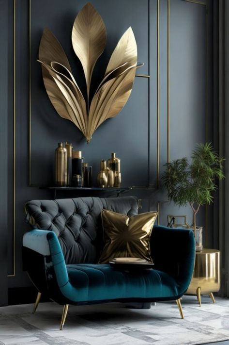 Peacock Themed Living Room, Silken Peacock, House Vibes, Peacock Decor, Office Space Design, Space Design, Modern Living, Modern Living Room, Office Space