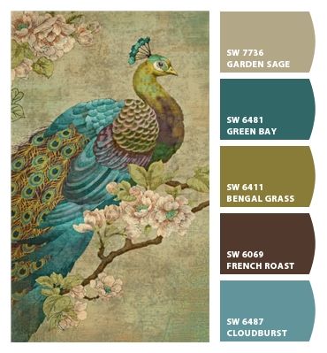 Paint colors from Chip It! by Sherwin-Williams  I like this color scheme for my living room Palette Design, Paint Color Schemes, Peacock Color, Paint Schemes, Colour Schemes, Color Swatches, Color Pallets, Sherwin Williams, Color Themes