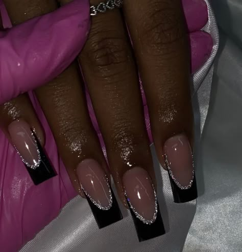 Nail Inspo Baddie, Black Acrylic Nail Designs, Long Acrylic Nail Designs, Nails Cute, Baddie Nails, Simple Gel Nails, Colored Acrylic Nails, Girly Acrylic Nails, French Tip Acrylic Nails