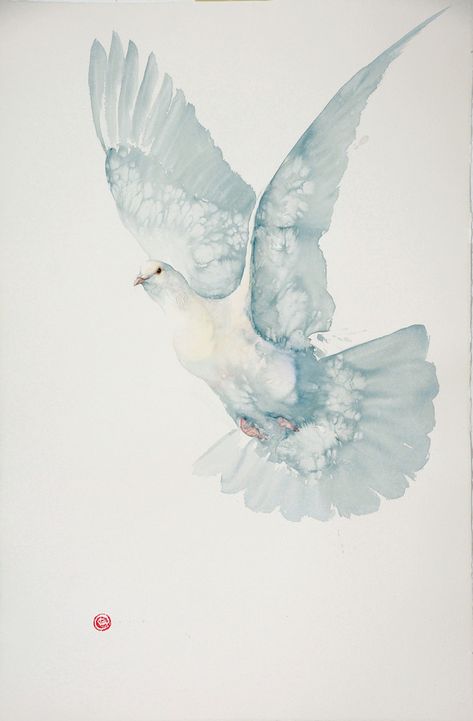 <span class="artist"><strong>Karl Martens</strong></span>, <span class="title"><em>Dove</em></span> Karl Martens, Dove Painting, Dove Flying, Frida Art, Arches Watercolor Paper, White Dove, Watercolour Paper, Watercolor Inspiration, Watercolor Bird