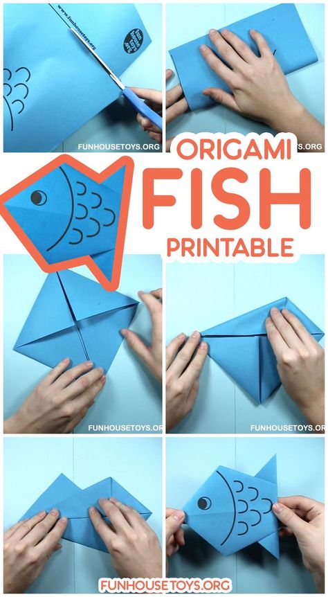 Origami Printables, Origami Tiger, Fish Origami, Fun Origami, Learning Centers Preschool, Easy Origami For Kids, Paper Folding Crafts, Kids Origami, Origami Fish