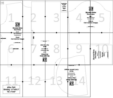 robe free pattern assembly diagram Hooded Robe Pattern, Bath Robe Pattern Free Sewing, Kid Robe Pattern Free, Toddler Robe Pattern Free, Baby Bath Robe Pattern Free Sewing, Jedi Robe Pattern Kids, Free Boys Robe Pattern, Bathrobe Pattern, Bean Bag Pattern