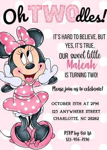 Oh TWOdles! Minnie Mouse Birthday Invitation Template Canva 5 This is an editable Canva digital invitation. Oh Twodles, Minnie Mouse Birthday Invitations, Minnie Mouse Invitations, Hairstyles Kids, Printable Invitation Templates, Birthday Card Template, Mouse Birthday, Birthday Invitation Template, Birthday Template