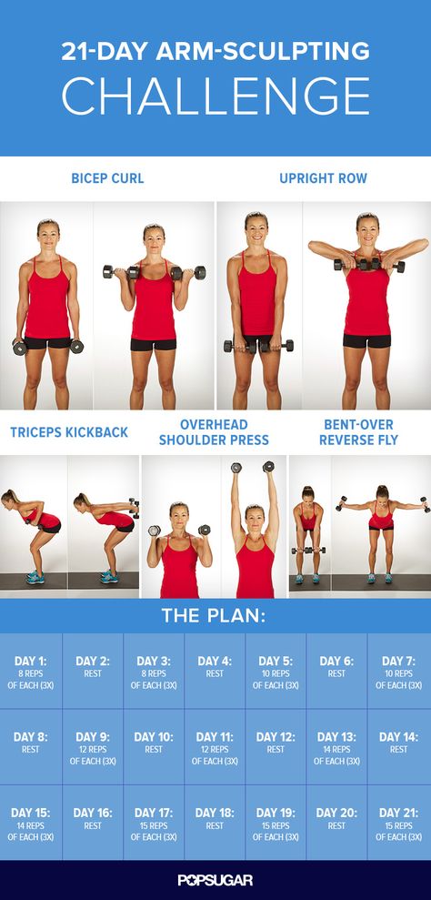 After following this 21-day arm plan, not only will your arms look toned — you'll also be stronger. Workout Morning, Arm Challenge, Bolesti Chrbta, Body Ideas, Arm Exercises, Arm Workouts, Trening Fitness, Fitness Routines, Getting In Shape