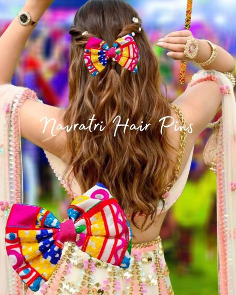 GLOW WITH NAVRATRI FASHION ❤️ THIS BIG SIZE BOW FOR 5 YEARS TO TEENS TO KIDS TO ADULTS...ANY ONE CAN USE!! LIMITED STOCK ALL NAVRATRI ITEMS!! #navratrispecial #navratri #hairclip #hairclips Hair Bows For Navratri, Bow For Navratri, Navratri Bow, Selfie Booth, Navratri Dress, Bow Hairstyle, Open Hairstyles, Navratri Special, Fashion Illustration Dresses