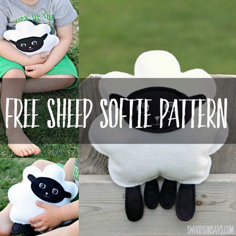 Sew a free sheep softie sewing pattern! This simple softie is easy to sew by hand or machine, and the little legs are perfect for tiny hands to hang on to. Sewing Project For Kids, Sheep Stuffed Animal, Stuffed Animal Sewing, Baby Sewing Patterns Free, Pet Sheep, Softie Pattern, Animal Sewing Patterns, Project For Kids, Handmade Baby Gifts