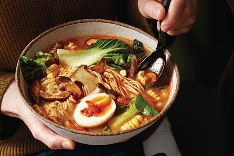 Nothing hits the spot quite like a comforting bowl of noodle soup. Pork Ramen Recipe, Vegetarian Ramen Recipe, Vegan Noodle Soup, Vegetarian Ramen, Pork Ramen, Vegan Noodles, International Dishes, Australia Food, Steak And Mushrooms