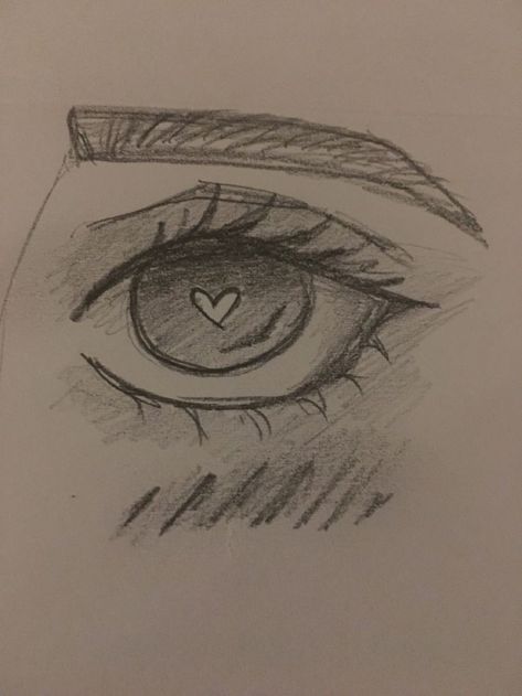 Things To Sketch Eyes, Angry Eye Sketch, In Love Eyes Drawing, Watery Eyes Drawing, Eye Drawings Easy, Easy Eyes To Draw, Drawing Eyes Easy, Eye Doodle Art, Simple Eye Sketch