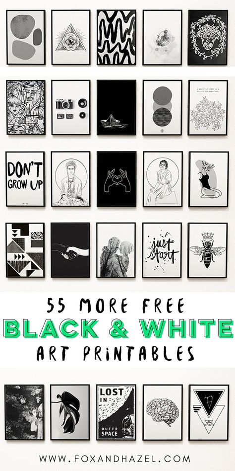 Grab one of 55 totally free and amazing black & white art printables! These free art prints are great for your gallery wall, and so many to choose from! Download the free black & white art printable you love! #foxandhazel #freeartprintable #blackandwhiteartprint Black And White Gallery Wall Art, Downloadable Wall Art Free Printables, Printouts Free Wall Art, Art For My Wall, Black & White Wall Art, White And Black Wall Art, Art To Print Free Printable, Black And White Printables Free, Black And White Wall Art For Bedroom Free Printables