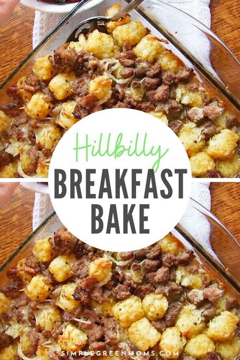 This HillBilly Breakfast Bake is your answer to a quick and easy meal. Tater Tots, Ham, Eggs & Cheese is all you need to whip up this delicious recipe. It's the perfect dish to start your day. #Breakfast#Casserole#TaterTotCasserole#Recipe #EasyBreakfastRecipe Make Ahead Recipes, Hardy Meals, Yummy Casserole Recipes, Yummy Casseroles, Tater Tots, Healthy Clean Eating, Cooking Turkey, Breakfast Recipes Casserole, Breakfast Bake