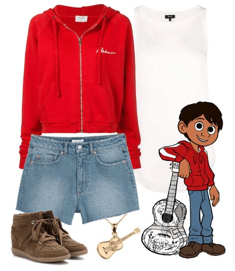 Coco Disneybound, Coco Outfit, Guitar Necklace, Disney Coco, Disney Themed Outfits, Disney Nerd, Themed Outfits, Outfit Maker, Suede Wedges