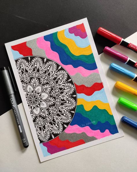 Sheet Drawing, Colour Mandala, Diy Mandala, Mini Mandala, Easy Mandala, Easy Mandala Drawing, Mandala Art Therapy, Boho Mandala, Doodle Art Drawing