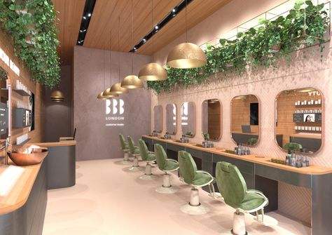 Sage Green Hair Salon Decor, Beauty Bar Salon Ideas, Brow Salon, Barbershop Design Interior, Beauty Bar Salon, Nail Salon Interior Design, Nail Salon Interior, Spa Room Decor, Hair Salon Design