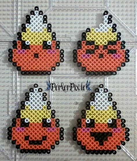 Kawaii Candy, Fall Bead, Pearl Beads Pattern, Perler Crafts, Halloween Beads, Kandi Patterns, Melty Beads, Perler Beads Designs, Perler Bead Art