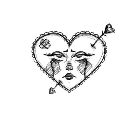 Heart With Eyes Drawing, Heart Face Drawing, Grunge Heart Drawing, Heart Eye Drawing, Heart Eyes Drawing, Heart Tattoo Aesthetic, Heart Drawing Aesthetic, Heart Face Tattoo, Grunge Heart