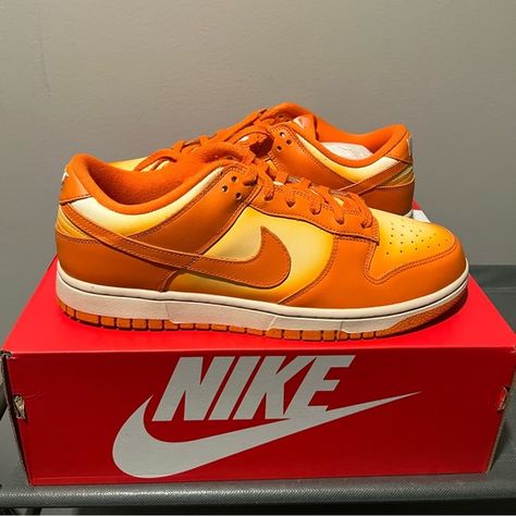 Nike Dunk Low Magma Orange 12.5W/11M DX2953-800 Magma Orange Dunks, Magma Orange Dunks Outfit, Orange Dunks, Dunks Shoes, Dunks Outfit, Low Dunks, Zara Drip, Shoe Shopping, Swag Shoes