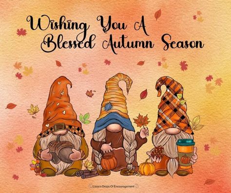 Fall Screensavers, Gnome Wallpaper, Good Morning Winter, Gnome Fall, Good Morning Sayings, Days Of The Week Quotes, Morning Winter, Morning Sayings, Fall Themes