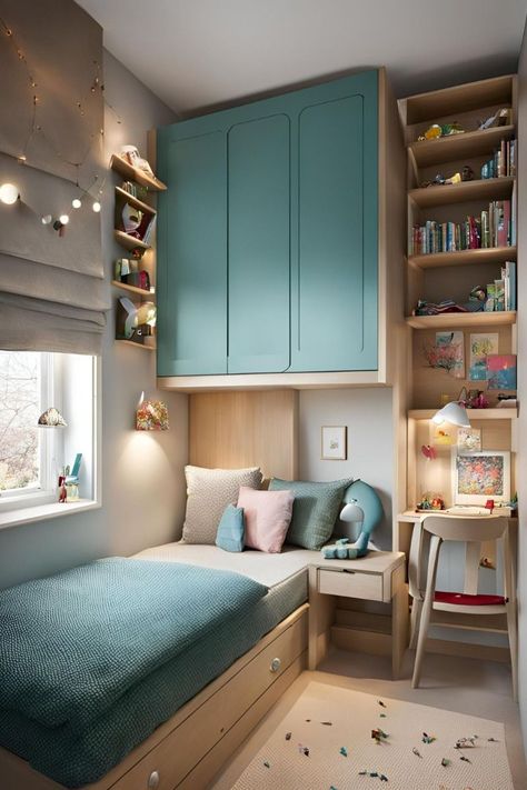 Maximize space with these ingenious small bedroom ideas for kids! Explore multi-functional furniture, built-in storage, and smart design hacks to create a comfortable and organized room. Perfect for any home, these tips ensure a fun and practical environment. #SmallBedroom #KidsRoomIdeas #SpaceSaving #SmartDesign #OrganizedLiving Teenage Room Storage Ideas, Built In Bed Small Room, Ikea Tiny Bedroom Ideas, Built In Small Bedroom, Clever Bedroom Storage, Small Room Design Bedroom Space Saving Storage Ideas, Box Bedroom Storage Ideas, Small Kids Bedroom Storage, Tiny Bedroom Ideas Storage