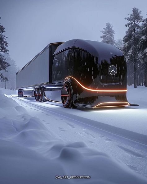 Next generation Mercedes Benz semi truck concepts. What do you think of them? Photos: @ai_art_production #mercedes #ai #aiart #truck… | Instagram Futuristic Truck, Porsche Luxury, Futuristic Vehicles, Future Concept Cars, Concept Vehicles Sci Fi, Futuristic Cars Design, Future Trucks, Mercedes Truck, Art Production