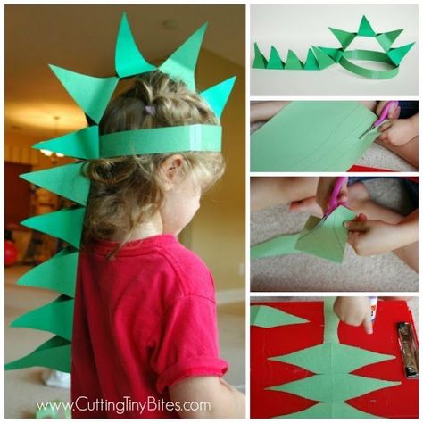 Paper Dinosaur, Dinosaur Hat, Paper Blog, Dinosaur Activities, Dinosaur Crafts, Kraf Diy, Diy Hat, Dinosaur Birthday Party, Diy Slime