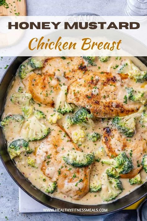 Creamy, tender, and juicy honey mustard chicken is the perfect meal the whole family can enjoy. A healthy chicken dinner recipe that's easy to make and ready in just 30 minutes. #chickenrecipe #mustardchicken #glutenfreerecipe #creamychicken via @healthyfitnessmeals Gina Livy Recipes, Fall Chicken Recipes, Gina Livy, Creamy Honey Mustard Chicken, Honey Mustard Chicken Breast, Creamy Honey Mustard, Creamy Honey, Mustard Chicken Recipes, Chicken Dinner Recipe