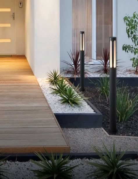 How To Upgrade Your Home's Entrance & Increase Curb Appeal | The DIY Life Front Yards Curb Appeal, Modern Front Yard, Front Yard Design, Modern Landscape Design, Modern Garden Design, Landscape Design Plans, Have Inspiration, Outdoor Gardens Design, Front Yard Garden