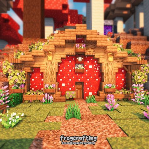 ♡ frogcrafting ♡ / It took me only 14 streams but I finally made a... Minecraft Fairy Mushroom House, Minecraft Wishing Well Cottage Core, Mushroom Village Minecraft Ideas, Mushroom Island House Minecraft, Minecraft Kidcore, Minecraft Mystical Builds, Minecraft Mushroom Village, Minecraft Mushroom Builds, Girly Minecraft Builds