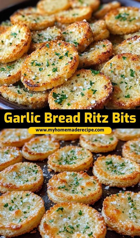 Here’s a simple and addictive snack recipe for Garlic Bread Ritz Bits—crunchy, buttery crackers with a savory garlic bread flavor. Perfect for parties, movie nights, or just a tasty snack! Garlic Bread Bits, Garlic Bread Ritz Bitz, Crunchy Garlic Bread Ritz Bits, Garlic Bread Ritz Bits Recipe, Yummy Snacks Savory, Garlic Bread Ritz Crackers, Appetizers With Crackers, Garlic Bread Ritz Bits, Ritz Cracker Recipes Appetizers