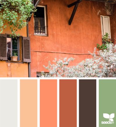 Italian hues Italian Color Palette, Seeds Color, Italian Interior Design, Tuscan Design, Italian Interior, Orange House, Italian Colors, Color Palate, Design Seeds